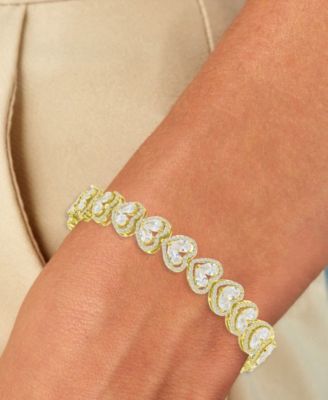 Cubic Zirconia (21.975 ct. t.w.) Heart Tennis Bracelet in 14k Yellow Gold Over Sterling Silver