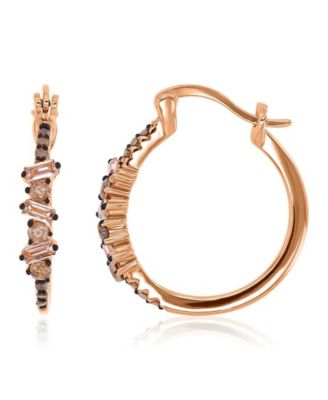 Morganite (0.3 ct. t.w.) & Coffee Cubic Zirconia (0.504 ct. t.w.) Hoop Earrings in 14k Rose Gold Over Sterling Silver