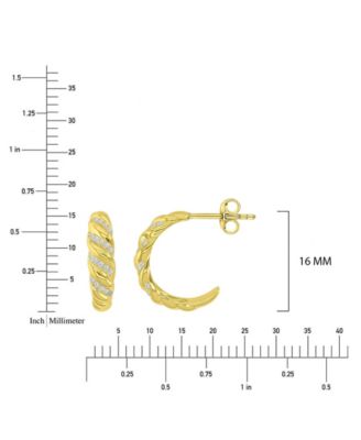 Cubic Zirconia (0.36 ct. t.w.) Rhodium Over Sterling Silver Twisted Hoop Earrings