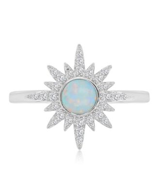 Opal and Cubic Zirconia (0.288 ct. t.w.) Starburst Ring