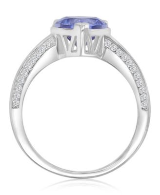 Heart-Shaped Tanzanite (3.45 ct. t.w.) & Cubic Zirconia (3.467 ct. t.w.) Ring in Rhodium Over Sterling Silver