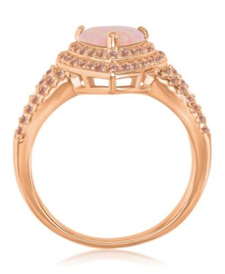 Pink Cubic Zirconia (0.86 ct. t.w.) and Opal Heart Ring