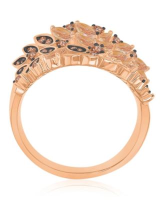 Morganite Blossom (1.02 ct. t.w.) & Cubic Zirconia (0.73 ct. t.w.) Ring in 14k Rose Gold Over Sterling Silver