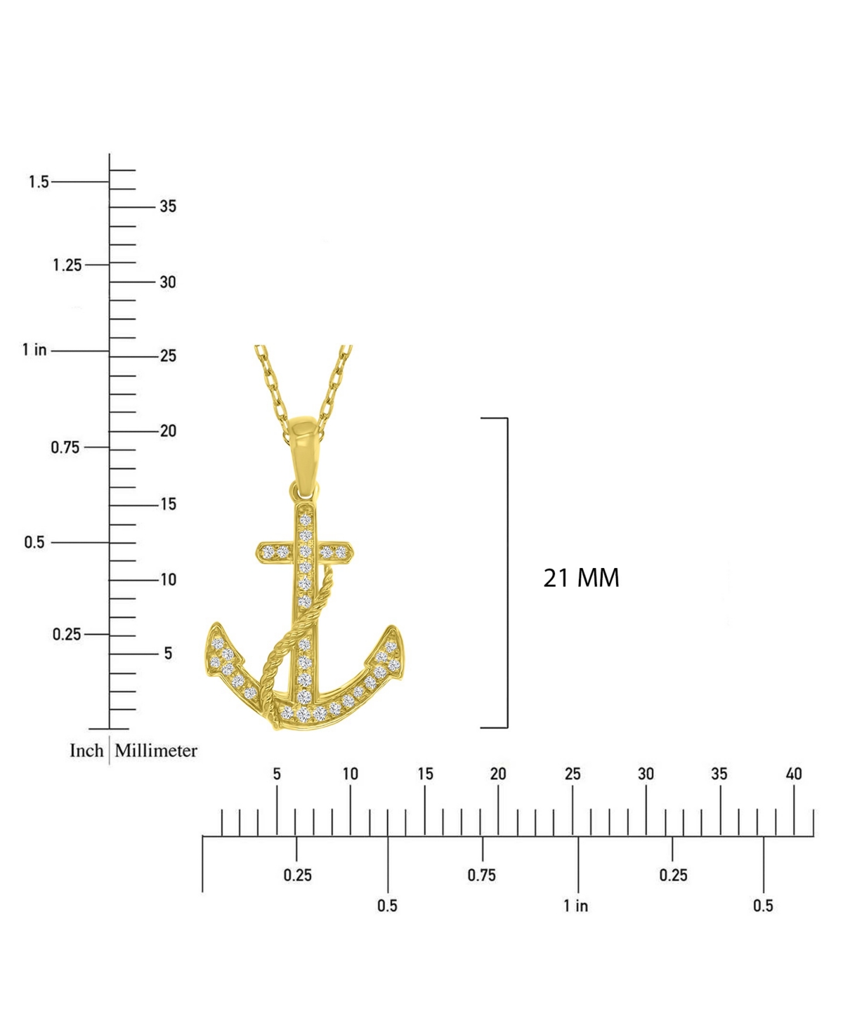 Macy's Diamond (0.098 ct. t.w.) Anchor Necklace in 10k Yellow Gold