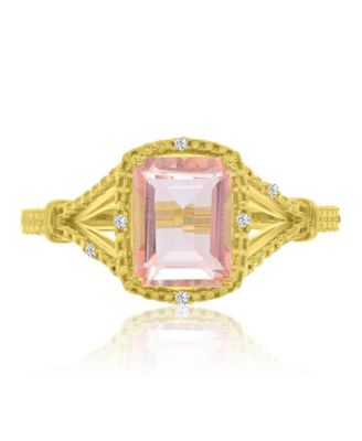 Diamond (0.017 ct. t.w.) & Morganite (1.55 ct. t.w.) Quartz Ring in 10k Yellow Gold
