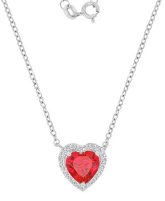 White Sapphire (0.12 ct. t.w.) Necklace in Rhodium Over Sterling Silver