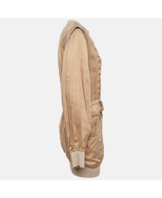 Women's Beige Gabardine Long Zip-Up Jacket