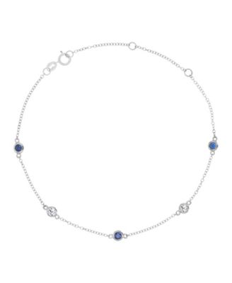 White Sapphire (0.45 ct. t.w.) & Blue Sapphire (0.45 ct. t.w.) Bezel Bracelet in 14k White Gold