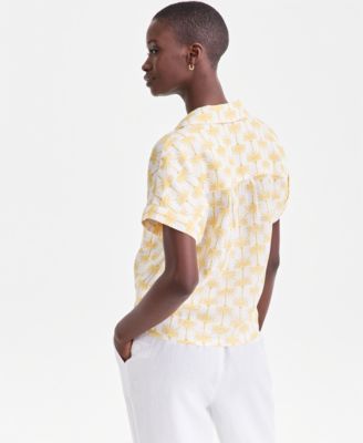 Women's 100% Linen Tie-Front Shirt