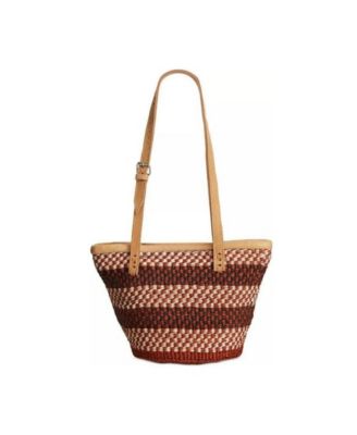 Life Damier Pattern Handwoven Sisal Straw Crossbody Shoulder Bag