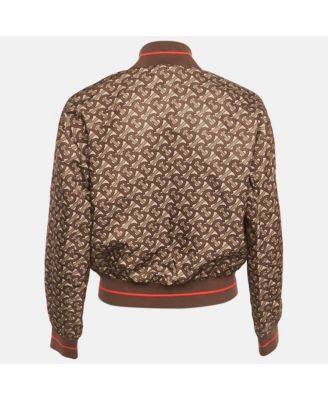 Women's Brown Monogram Print Synthetic Bomber Jacket