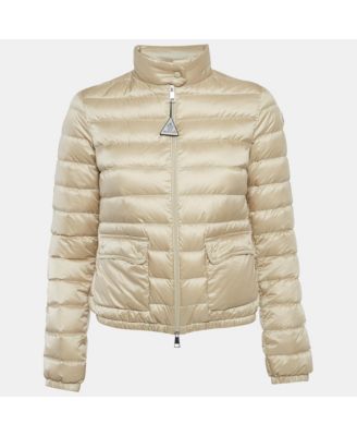 Women's Beige Nylon Padded Lans Down Jacket