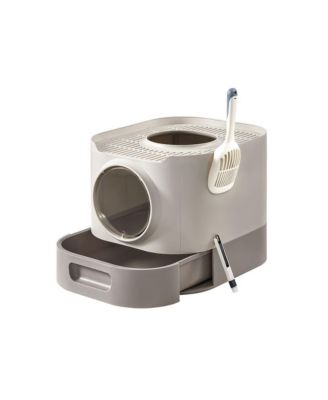 XL Enclosed Cat Litter Box with Slide-Out Tray, Grate Top, Leak-Resistant Design, Adjustable Door