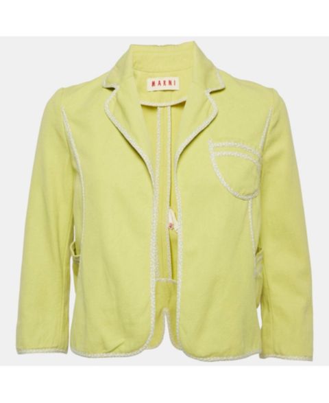 Женские куртки Pre-Owned Marni Women's Green Canvas Contrast Trimmed Open Front Jacket