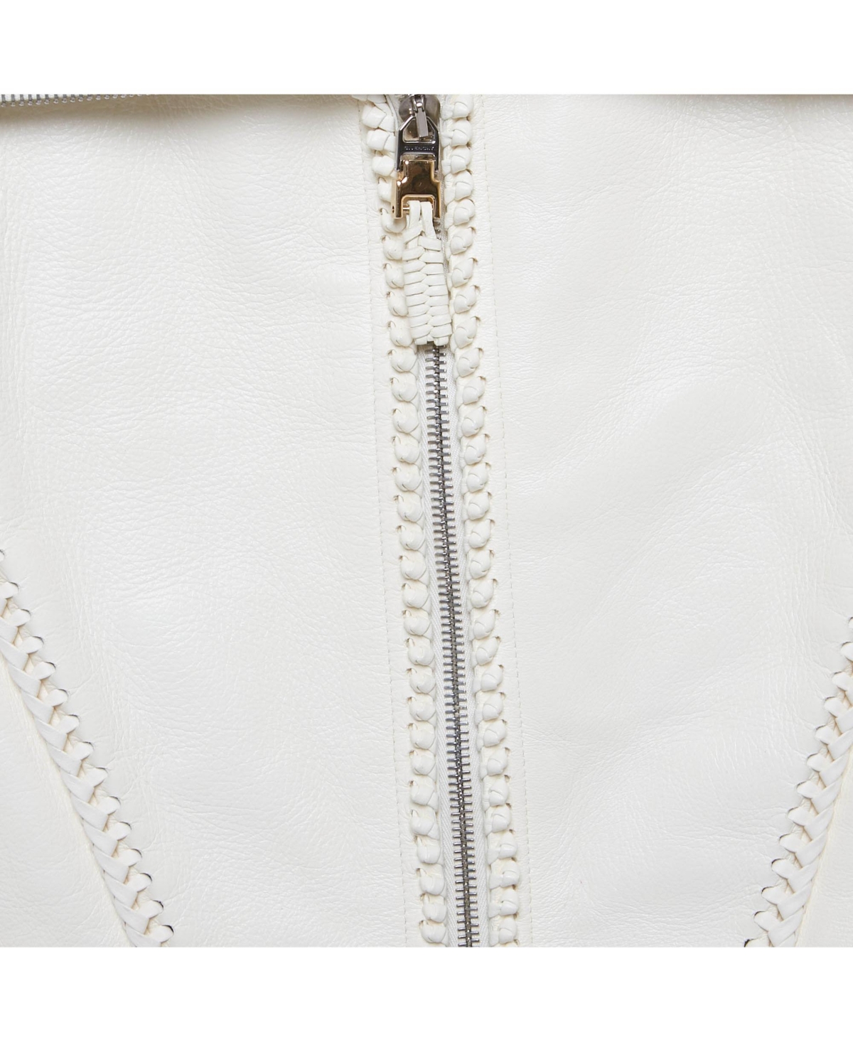 Pre-Owned Givenchy Women's Off-White Leather Braided Detail Sleeveless Jacket