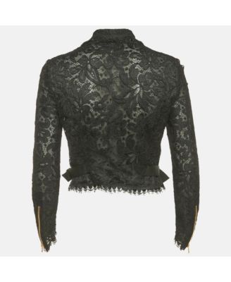Women's Black Lace Zip-Up Jacket