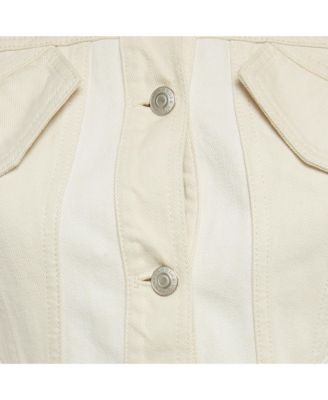 Women's Beige Cotton Trim Denim Jacket