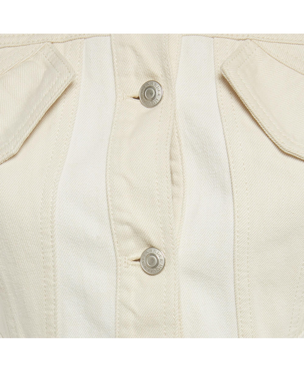 Pre-Owned Alexander Mcqueen Women's Beige Cotton Trim Denim Jacket