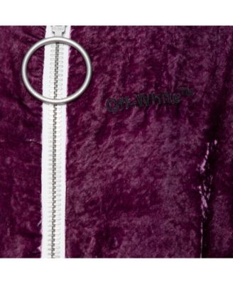 Women's Purple Crushed Velvet Zipper Front Bomber Jacket