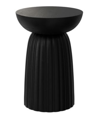 Boyd 13" Mango Wood Solid Stripe Accent Table