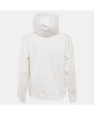 Women's White Logo Print Cotton Knit Zip-Up Hoodie Jacket