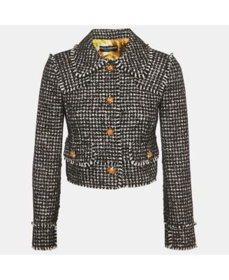 Women's Black/white Tweed Bejeweled Blazer