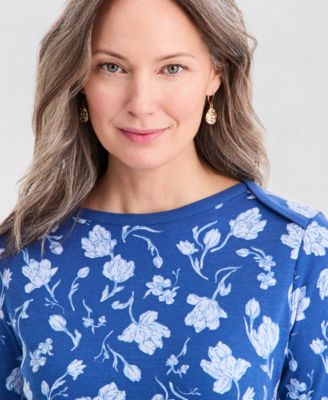 Women's Printed Boat-Neck Knit Dress