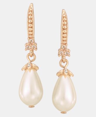 Pav&eacute; & Imitation Pearl Drop Earrings