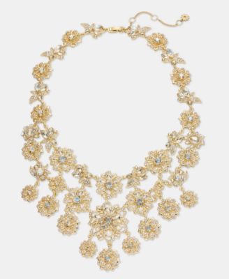 Crystal Flower Statement Necklace, 16-1/2" + 3" extender 