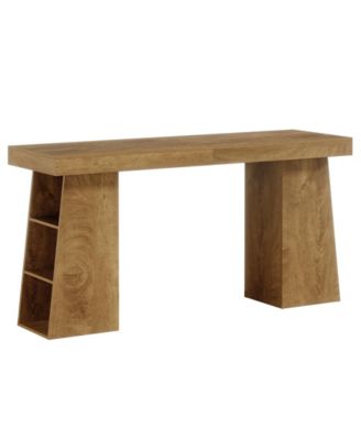 Tribeisgns 63-Inch Long Bar Table with Storage, Counter Height Pub Cocktail Table Home Bar Unit with Storage Shelves