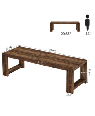 86.61-Inch Dining Table for 6-8 People, Modern Narrow Long Kitchen Table with Pedestal Base, Farmhouse Extra Long Dining Room Furniture