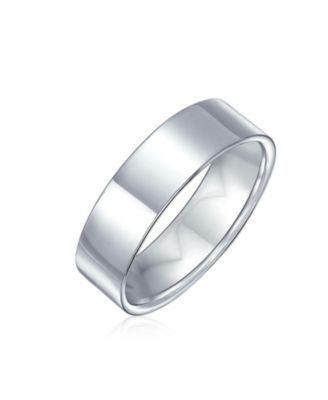 Bling Jewelry Classic Plain Simple .925 Sterling Silver Flat Couples Band Ring 6MM - Silver