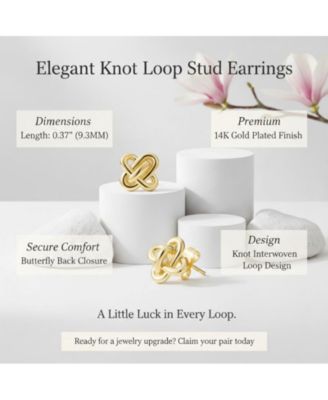 Elegant Knot Loop Stud Earrings in 14K Gold Plated