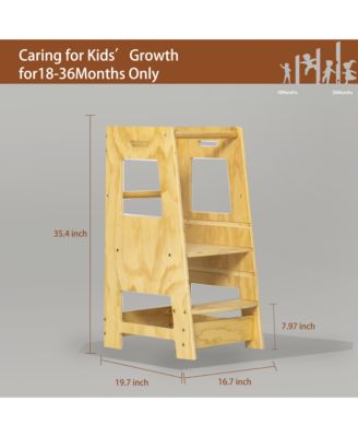 Toddler Standing Tower Kitchen Step Stool for Kid's Adjustable Height Learning Stool, Toddler Kitchen Stool Helper Removable Anti-Drop