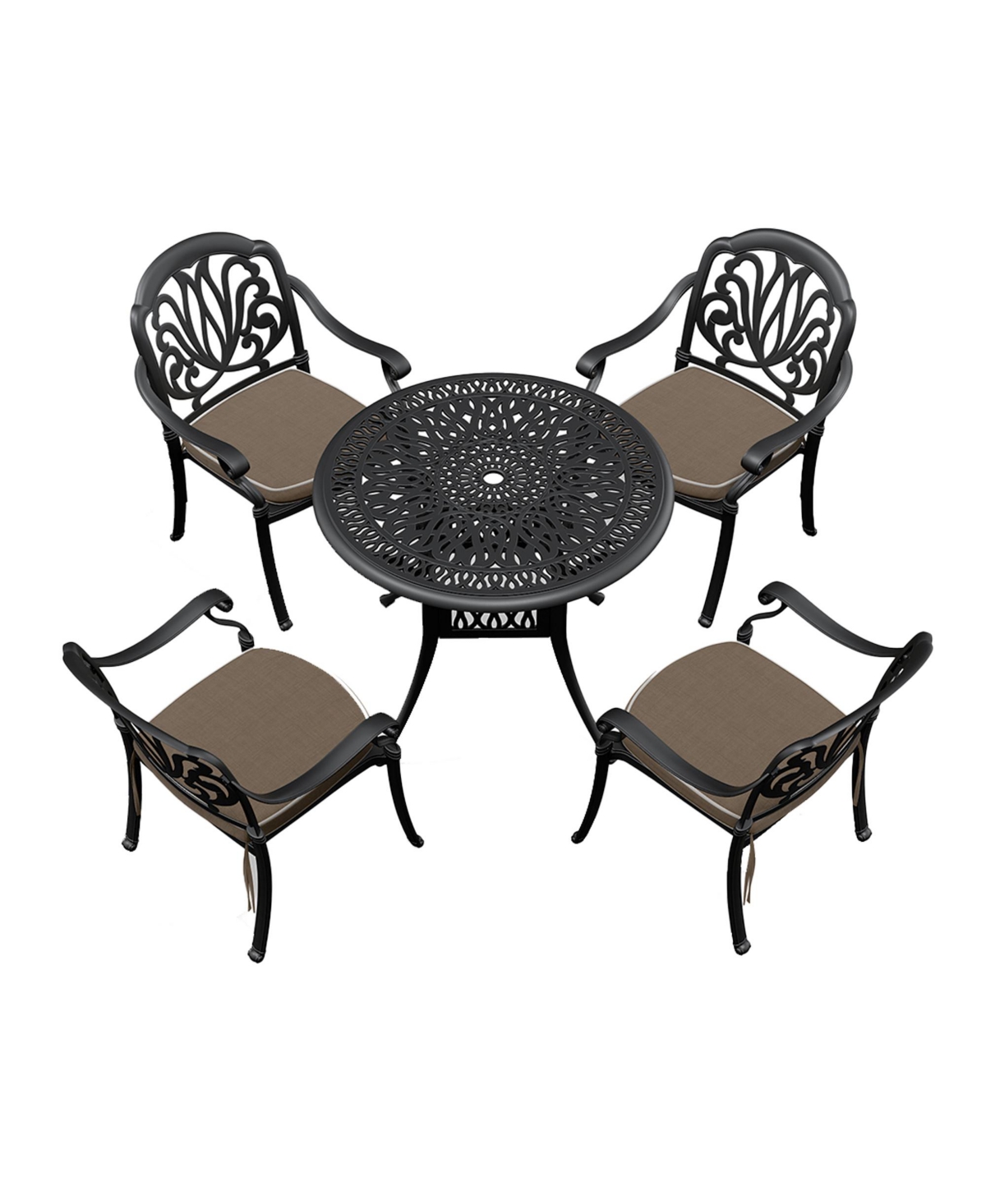 Flynama 5-Piece Set Of Cast Aluminum Patio Furniture With Cushions