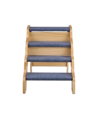 4-Step Wooden Pet Stairs for High Beds, Sofa, or Car, Non-Slip Surface, 150 lb Capacity