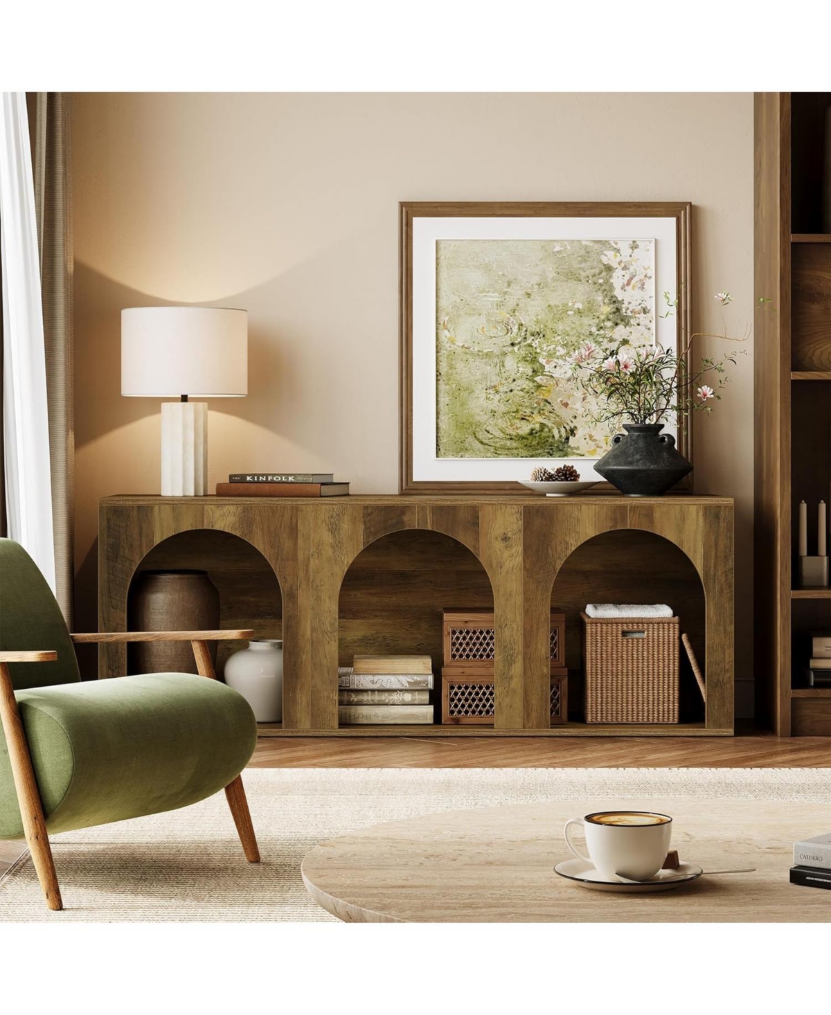 Tribesigns 63" Industrial Retro Tv Stand for 32-75 Inches TVs, 3-Tier Open Entertainment Center Console Table, Widened Low Cabinet Media Storage