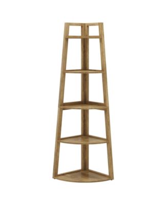 70 inch Tall Corner Shelf, 5 Tier Modern Corner Bookshelf Bookcase Industrial Corner Ladder Shelf Plant Stand