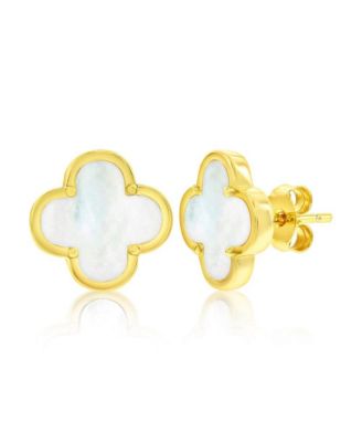 Sterling Silver, Mother of Pearl Clover Studs