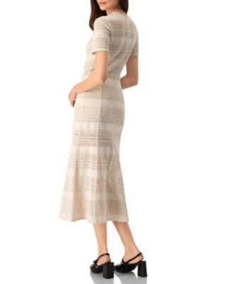 Women's Midi Crochet Striped Dress