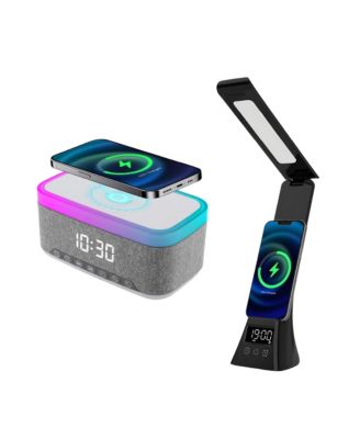 Smart Home Essentials Bundle: All-in-One Alarm Clock & 3-in-1 LED Desk Lamp with Wireless Charging