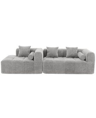 101.2" Light Gray Modular Sectional Sofa with Deep Seating & Side Pockets