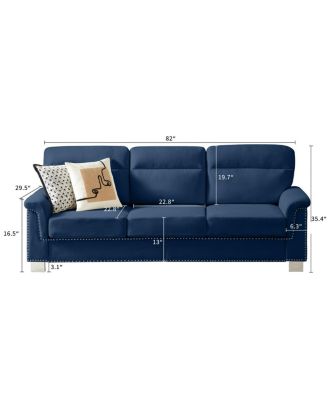 Streamdale  Furniture  82" Modern Snowfleece 3-Seater Sofa, Blue