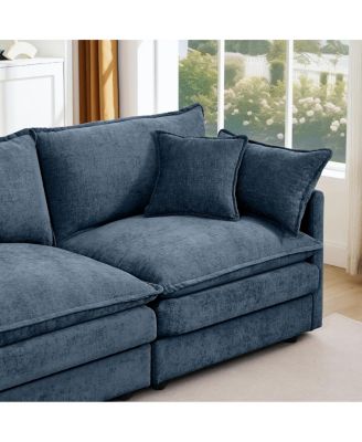 Modular Sectional Sofa, 130.7" U Shaped Couch Set, 4-Seater Comfy Cloud Couches, Blue