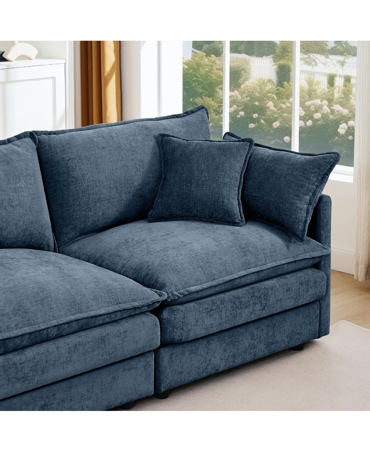Streamdale Furniture Modular Sectional Sofa, 130.7" U Shaped Couch Set, 4-Seater Comfy Cloud Couches, Blue