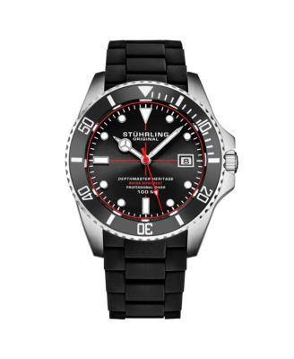 Depthmaster Heritage 4087 Men’s Swiss Quartz Diver Watch, 44mm Black Dial with Red Accents