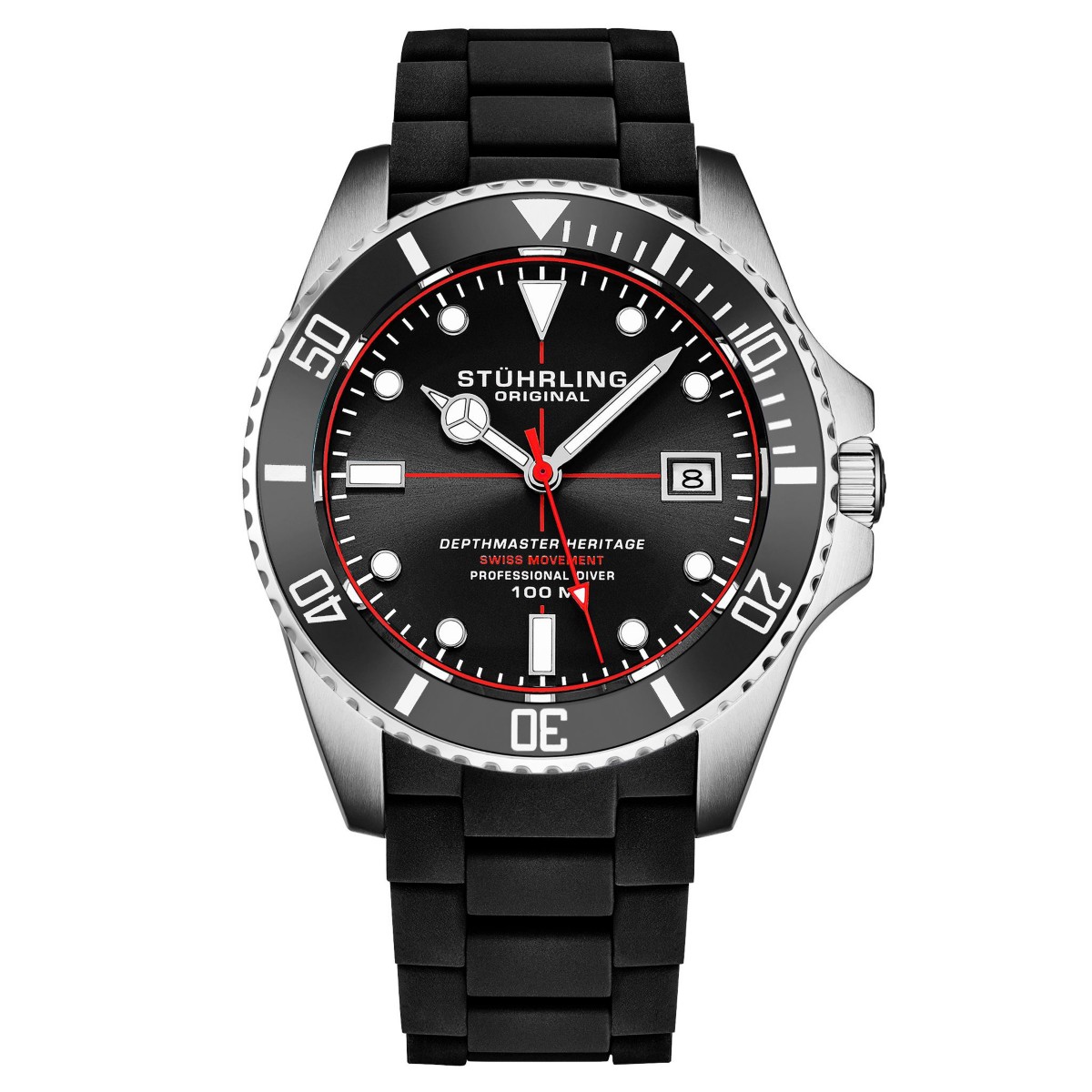Мужские швейцарские часы-дайвер Stuhrling Depthmaster Heritage 4087, 44 мм — фото 2