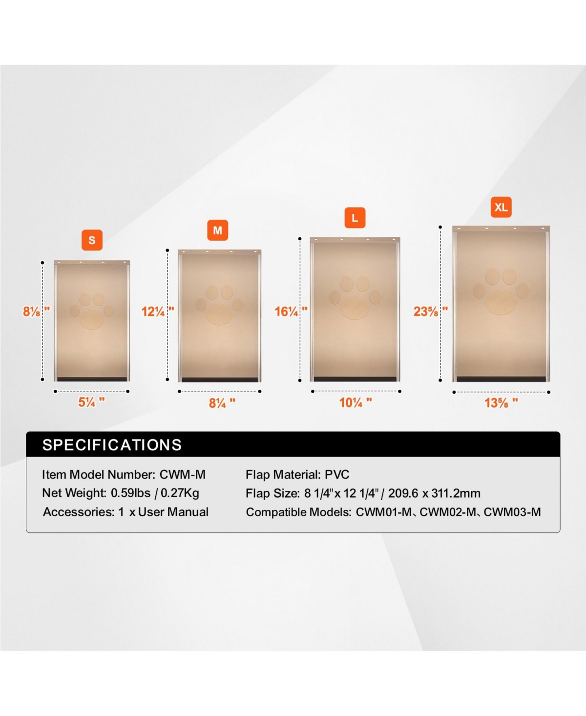 Cozito Replacement Flap for Pet Door, 8.25" x 12.25", Thick Pvc with Magnetic Strip, Weatherproof