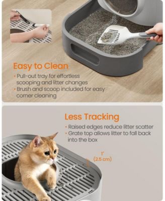 XL Enclosed Cat Litter Box with Slide-Out Tray, Grate Top, Leak-Resistant Base, 3-Mode Door