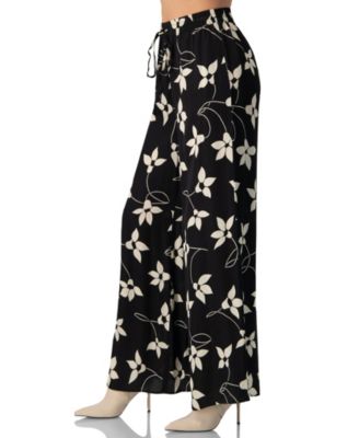 Women's Wide-Leg Floral Print Pants with Pockets